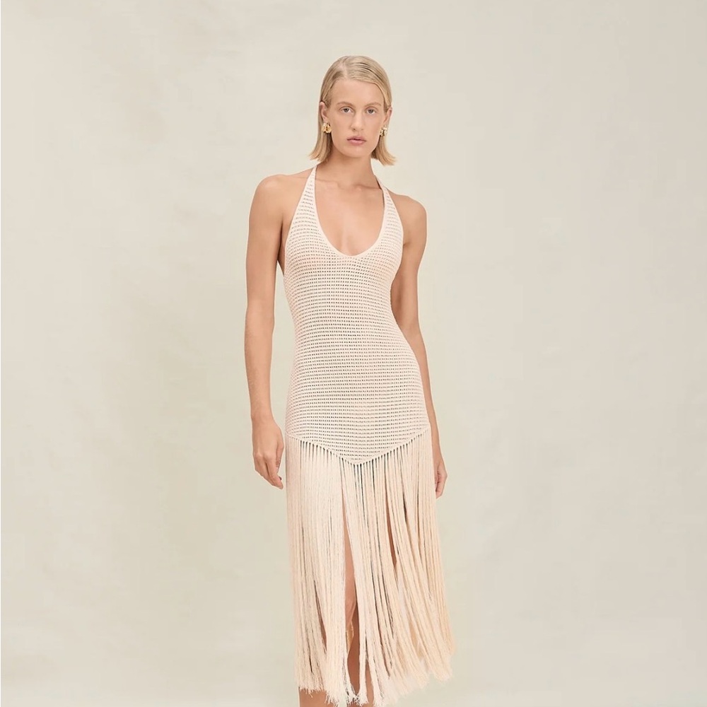 Devon Windsor Women’s Ronnie Dress Ivory Crochet Fringe Dress